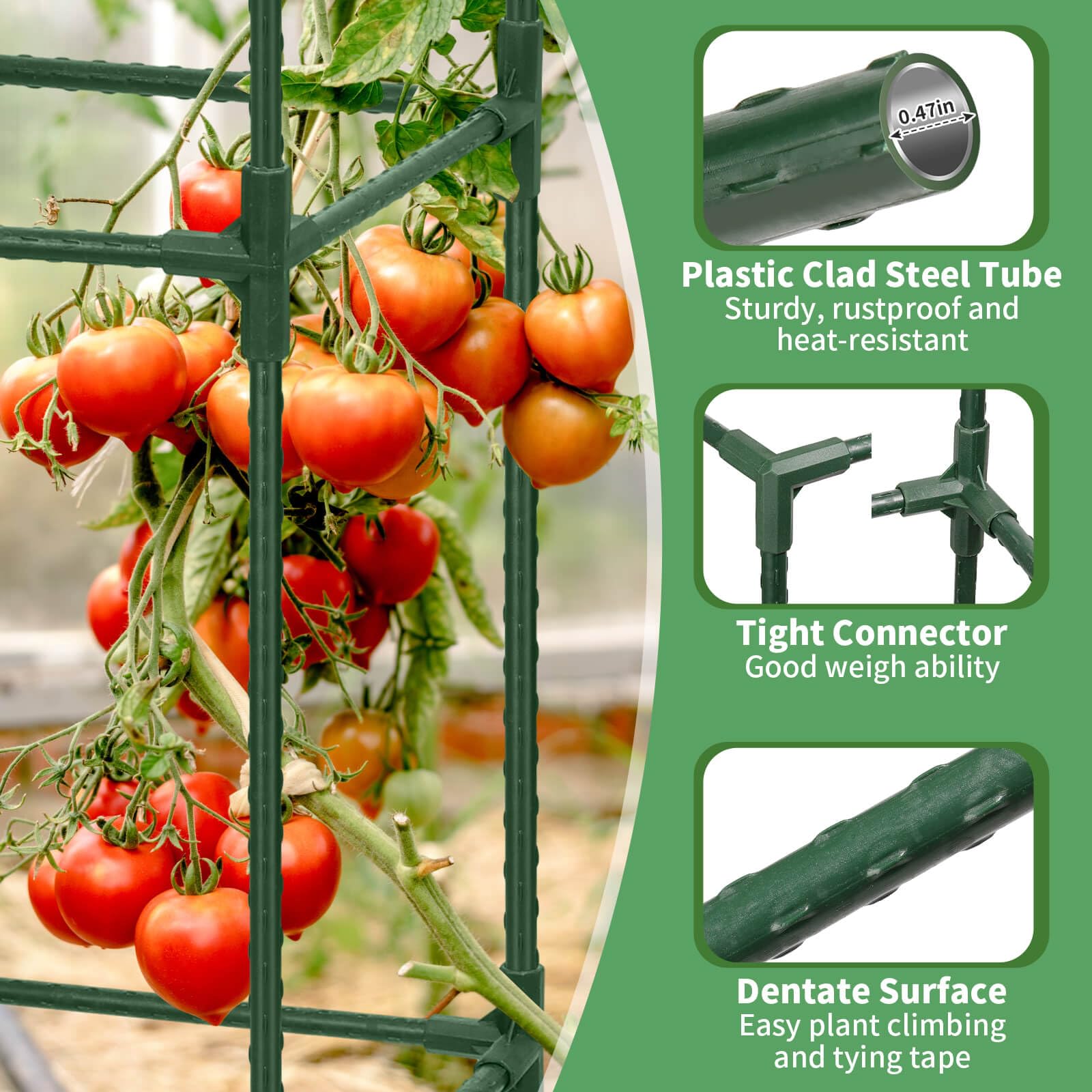 2 Pack Heavy Duty Tomato Cages - 59 Inch Adjustable Garden Trellis For Climbing Plants