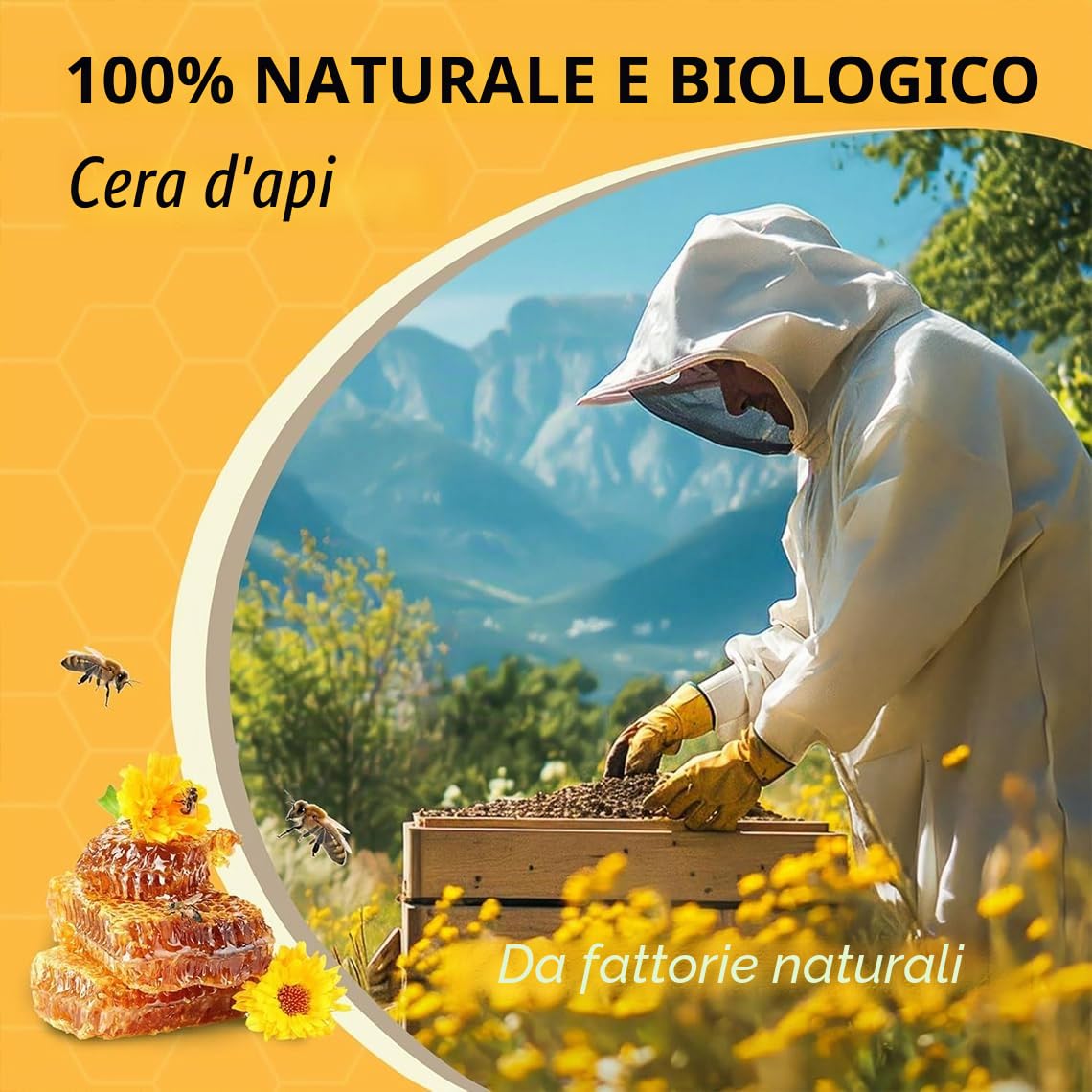 1kg Pastiglie di cera d'api naturale, ideale per cosmetici, salviette di cera d'api o come cera per candele, imballaggio sostenibile