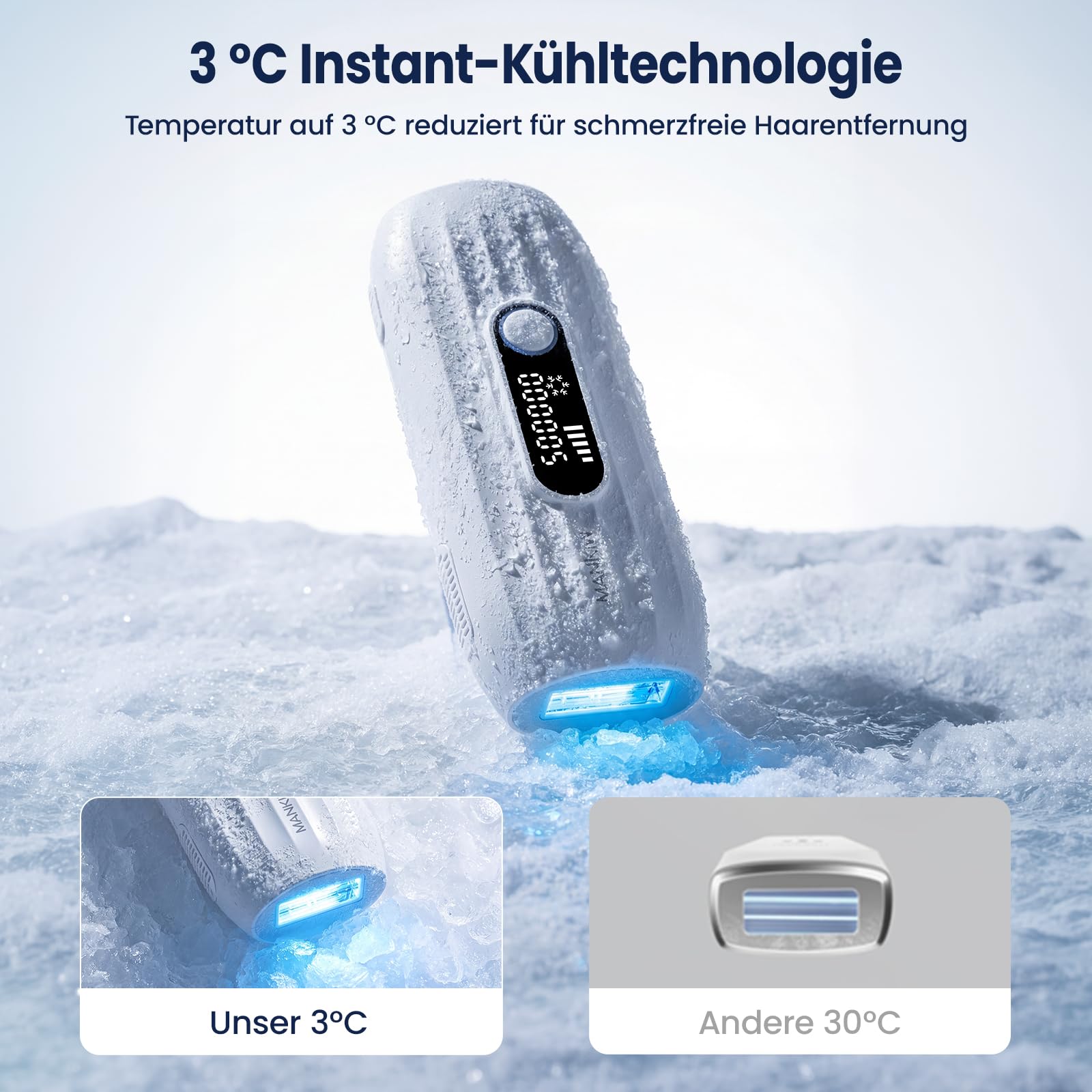 MANKIW IPL Geräte Haarentfernung mit Kühlfunktion, 5 Energiestufen & 500.000 Lichtimpulse, Automatik- & Einzelmodus, Laser Haarentfernung Alternative, Epilierer Damen für Beine, Achseln & Bikini