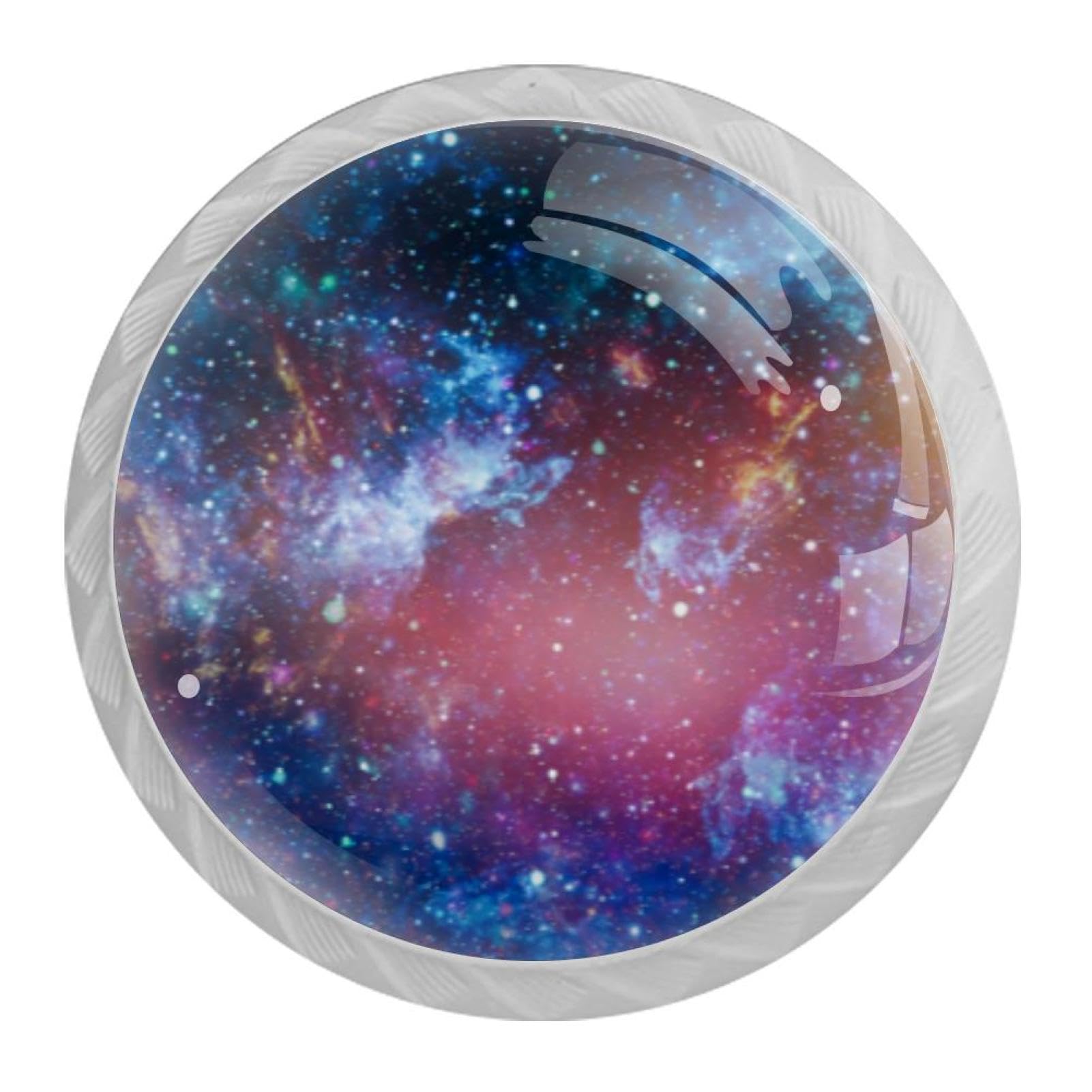 Tqmspg 4 Pieces Drawer Pulls Galaxy Starry Pattern Door Knobs Dresser Handles for Kitchen Wardrobe Cupboard Hardware Furniture