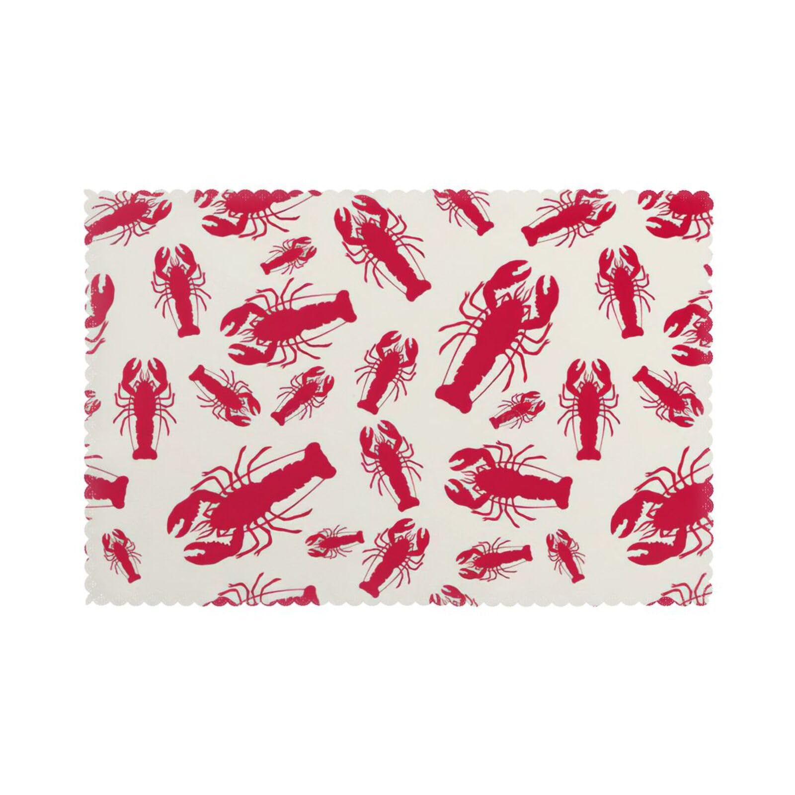 Red Lobster Print Placemats for Dining Table Set of 6 12x18 Inch Table Mats for Party Kitchen Dining.