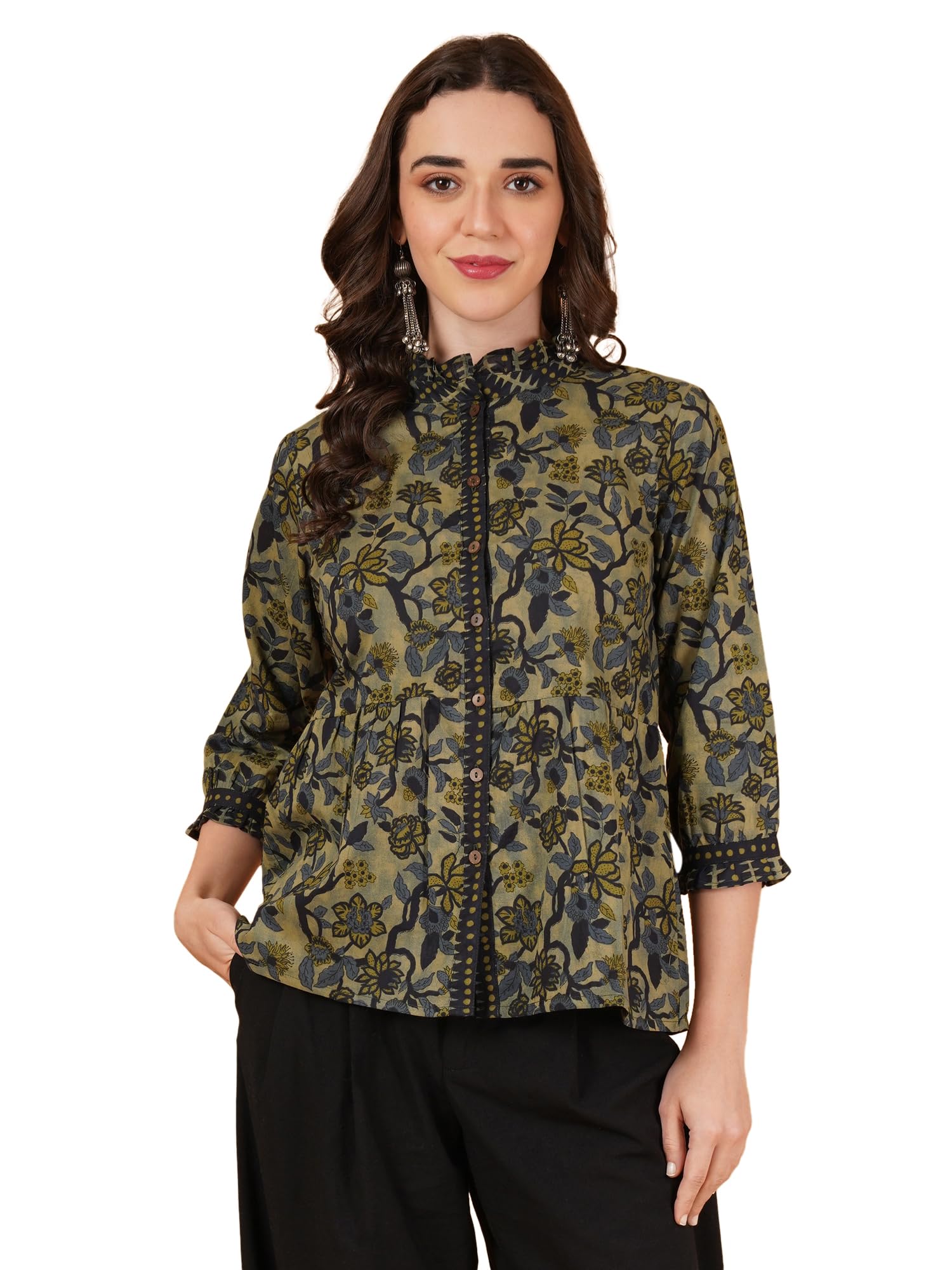 Highlander Luxury Summer Cotton Button Down Shirt for Women in neutral