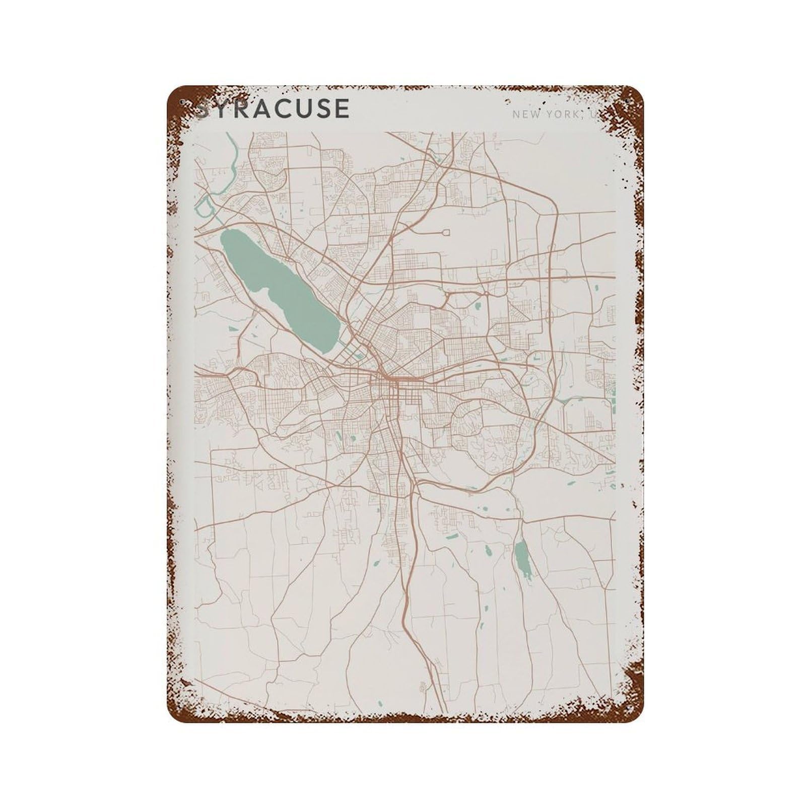 xiaoxiaoshen Syracuse Map New York Travel Gift Scandi Wall Decor Art Metal Tin Poster Modern Home Decor Art Home Bar Shop Decorations Vintage Sign 40x30cm