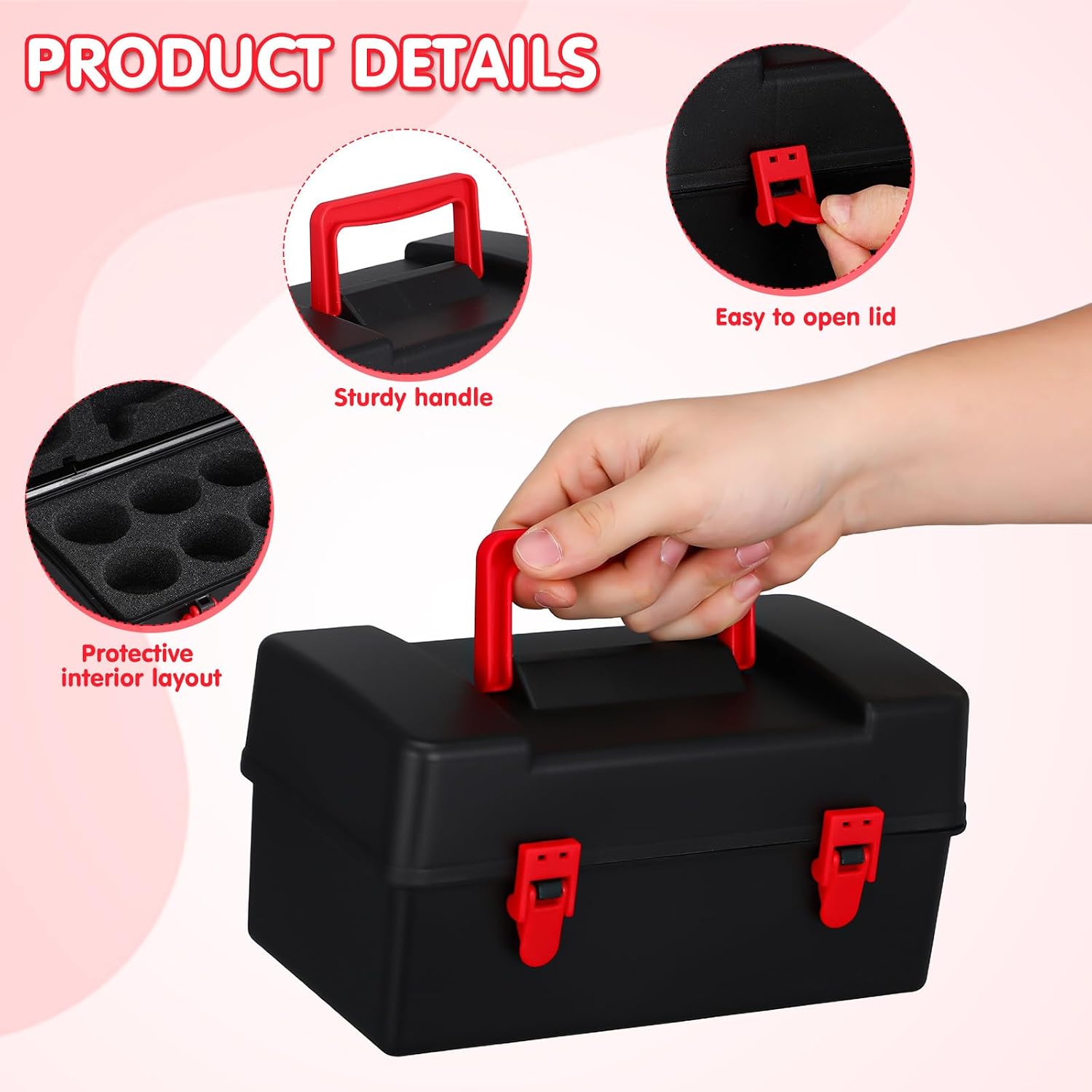 Veemoon Battling Top Storage Case, Black Plastic Gyro Organizer Box, Spinning Toys Burst Launcher Container Empty Travel Carrier Kids Children Boys Battle Game image 3