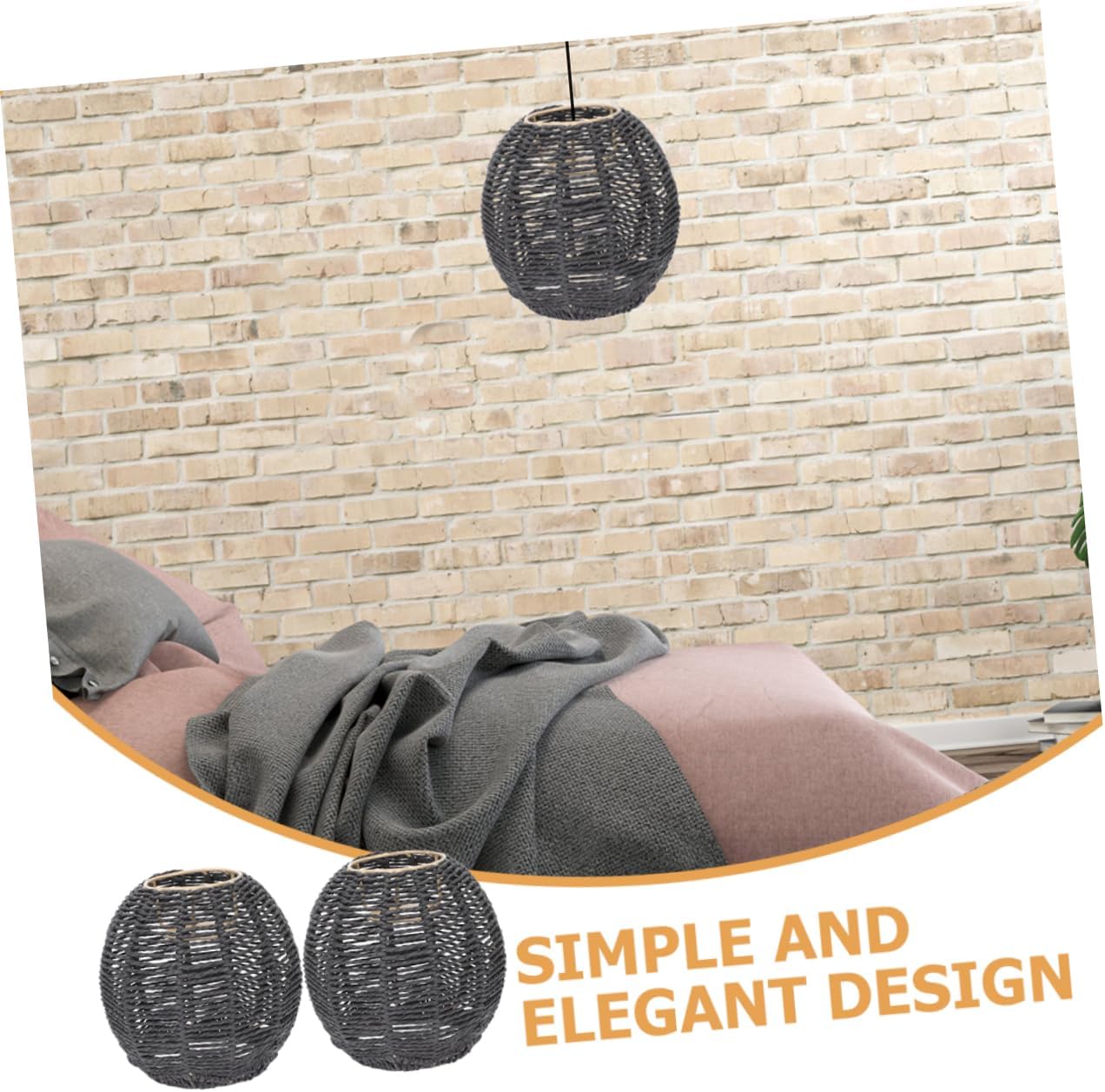 Balacoo 2pcs Woven Rattan Lampshade Paper Rope Ceiling Light Cover for Restaurants Hotels and Home Decor Stylish -friendly Warm Light