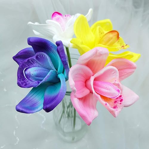 Miniatura 6 de Lily Garden Juego de 10 orquídeas artificiales de tacto real (blanco)