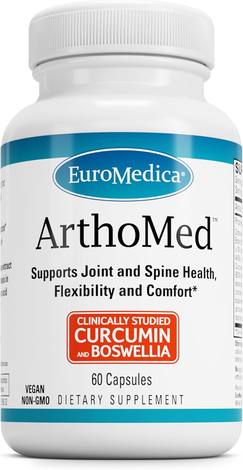 Euromedica ArthoMed - 60 Capsules - Clinically Studied Boswellia & Curcumin, Devil’s Claw - Joint & Spine Health, Cartilage Formation, Flexibility, Comfort - 30 Servings