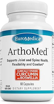 Euromedica ArthoMed - 60 Capsules - Clinically Studied Boswellia & Curcumin, Devils Claw - Joint & Spine Health, Cartilage Formation, Flexibility, Comfort - 30 Servings