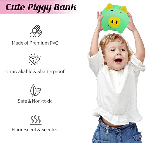 Miniatura 3 de Alcancía para niños, alcancía de plástico para niñas, caja fuerte para monedas, banco de dinero en forma de cerdo para niños pequeños, tarro