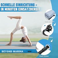 BEYOND MARINA Felfújható Tornaszőnyeg 3m Légtöltéses Tornagymnasztikai Szőnyeg Pumpával, fekete  2