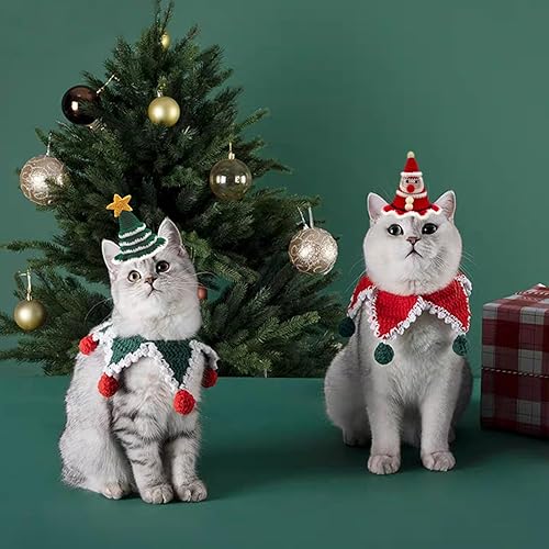 Miniatura 7 de IDOLPET Bandana de Navidad para gatos y perros, hecha a mano, ropa para mascotas, corbata para gato, gatito, cachorro, perro pequeño, conejo en