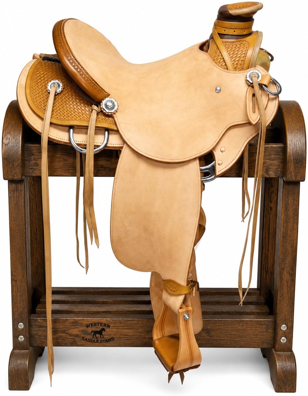 Wade Tree A Fork Roping Ranch Work Horse Saddle Handmade Tooled Carved Premium Leather Western Equestrian Trail Tack Adult & Pony Horse Riding Saddle, Size: 10-18 inch Seat, WD-111