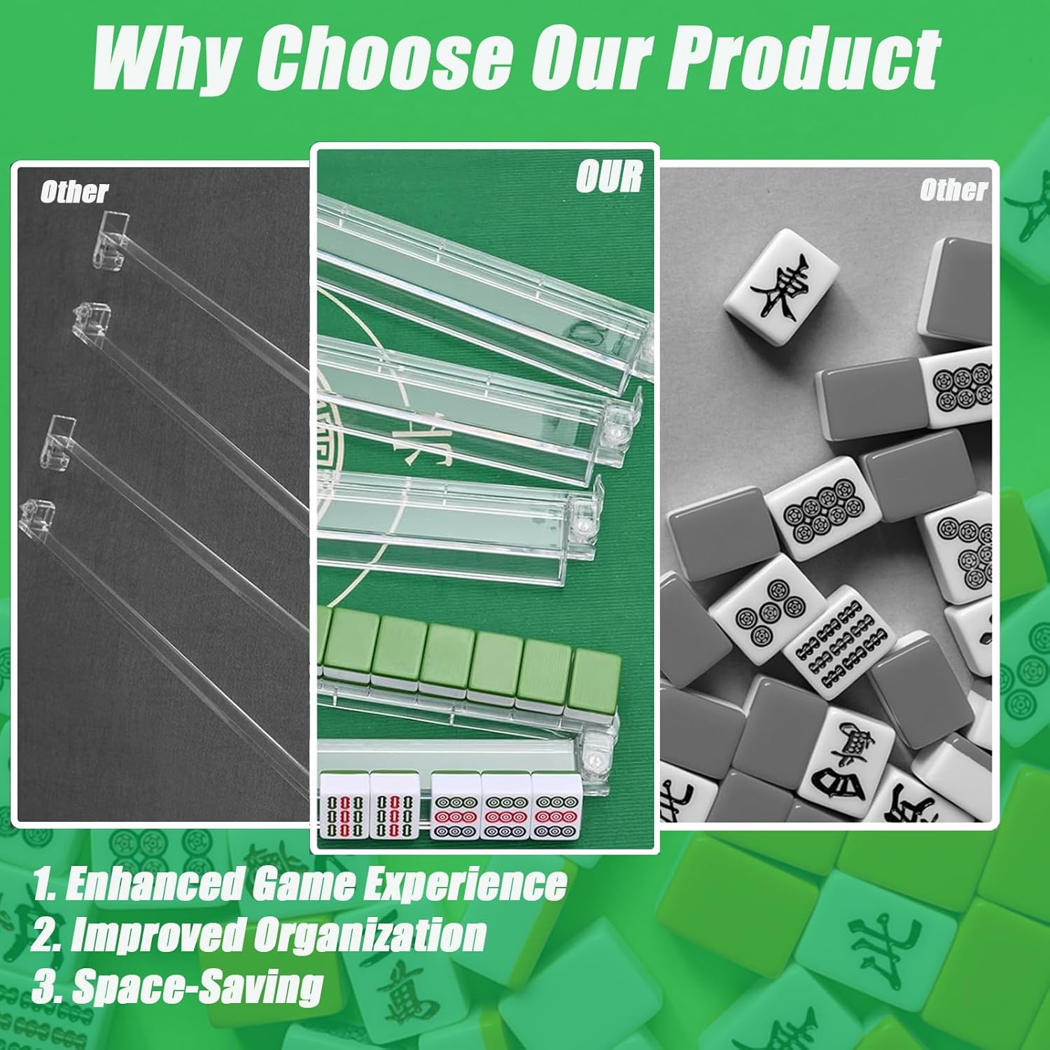 4PCS Mahjong Racks with Pushers and Mahjong Line Finder,Clear Acrylic American Majiang Tile Racks,Imports Modern Mahjong Racks with Built-in Pushers