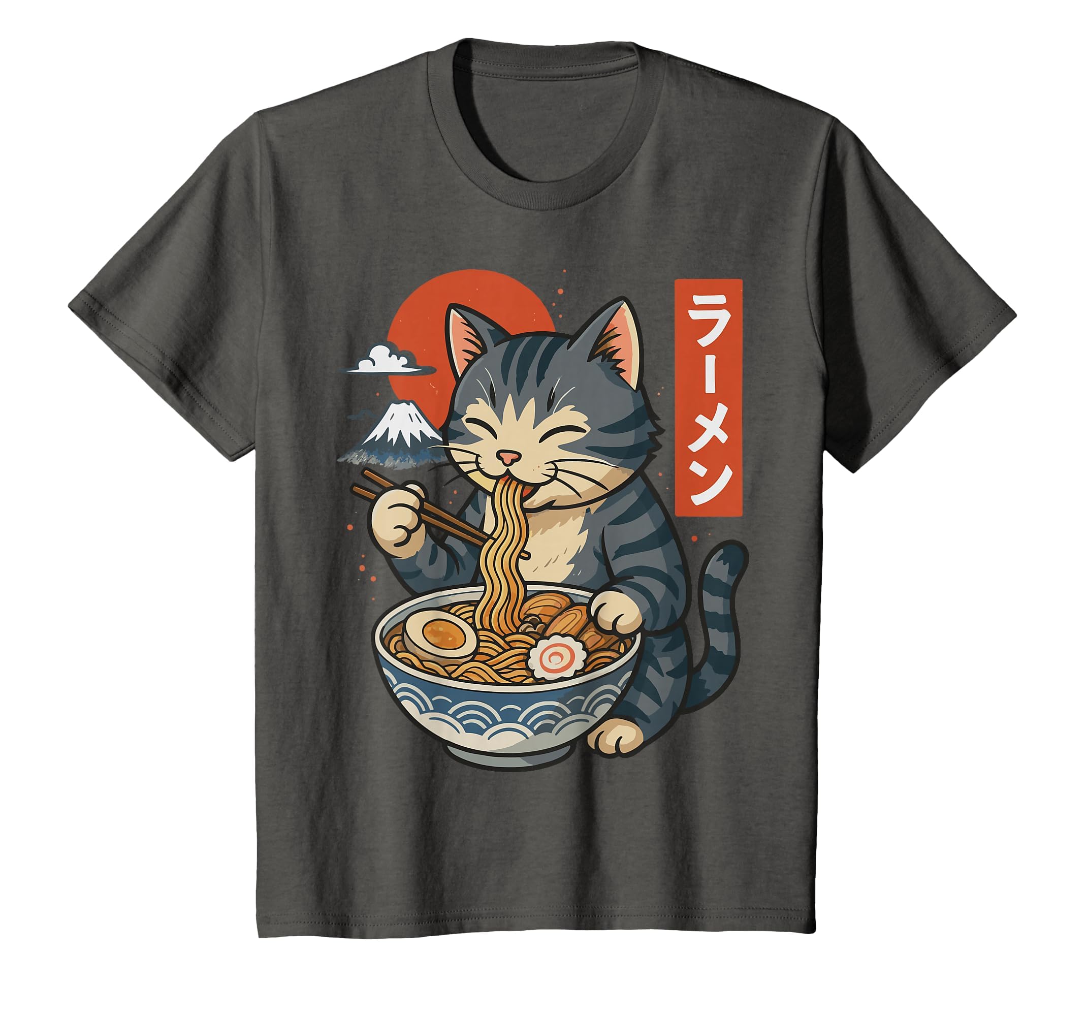 Anime Cat Eating Ramen Retro Kawaii Ramen Cat T-Shirt