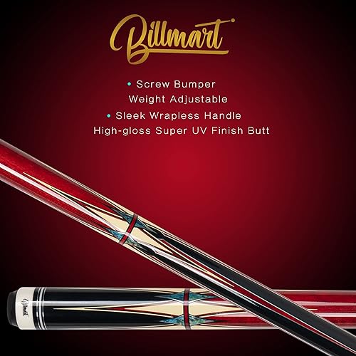 Miniatura 4 de Taco de billar, tacos de billar con estuche rígido, 2 piezas de 58 pulgadas para mesa de billar, taco de billar con punta de 13 mm, 19-21 oz taco de