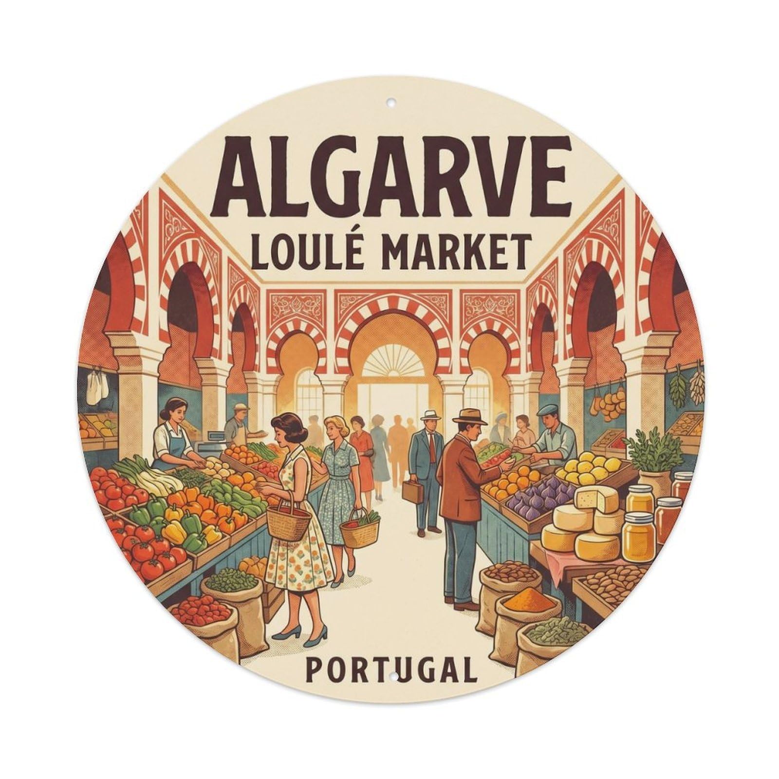 Olhnbad Style Portugal Algarve Loule Market Regional Culture Metal Tin Sign