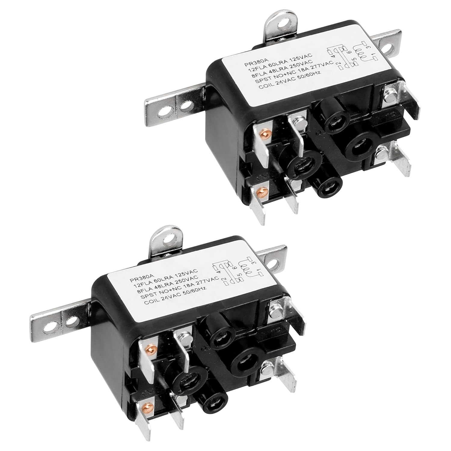 APFR-380 90-980 24V AC Heavy-Duty Fan Relay – Single Pole SPST – Isolated AC Switch for HVAC blowers, humidifiers, Goodman blowers, Heat sequencers – Includes Universal Bracket（2 Pack） (2)