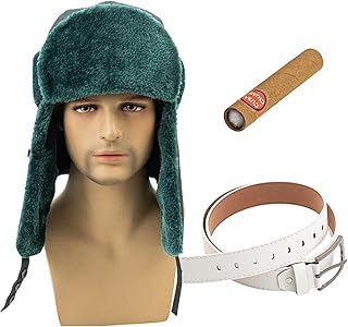 Costume Set 3 Pcs Cousin Eddie Costume White Belt Trapper Hat Vacation Cosplay Party