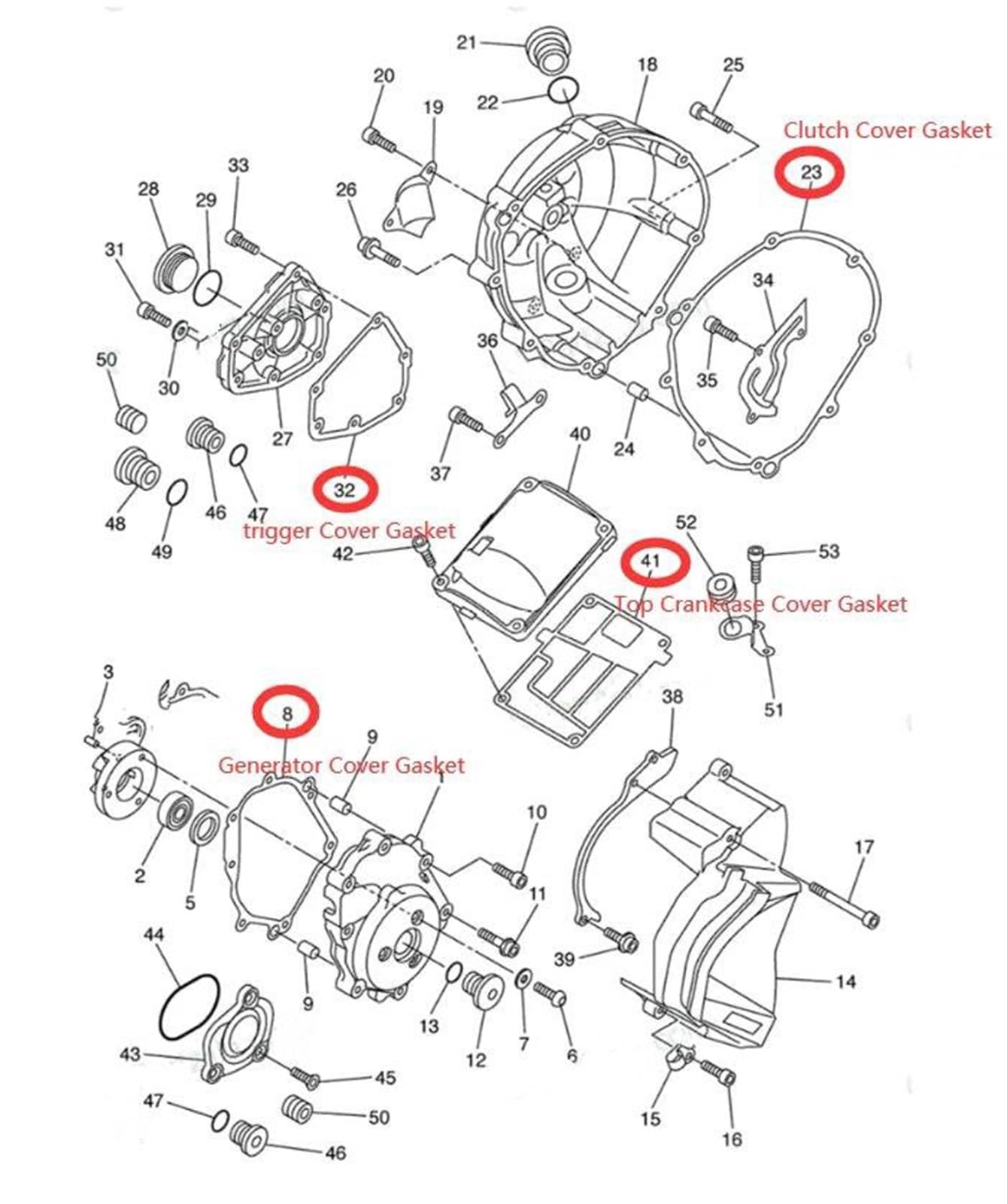 Set Di Guarnizioni Cilindriche Kit Guarnizioni Complete Per Motore Moto: Testata, Generatore, Pompa Olio E Coperchi Frizione Per Yamaha R1 YZF-R1 2004-2008(I kit)