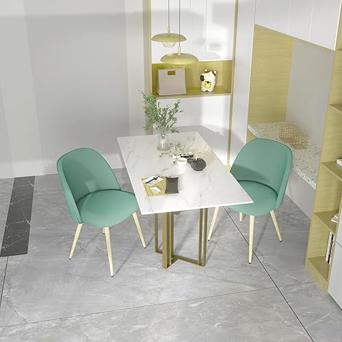 Vista 10 de Juego de 4 sillas de comedor de 4 piezas, modernas sillas de cocina tapizadas de terciopelo con patas de madera, juego de sillas auxiliares