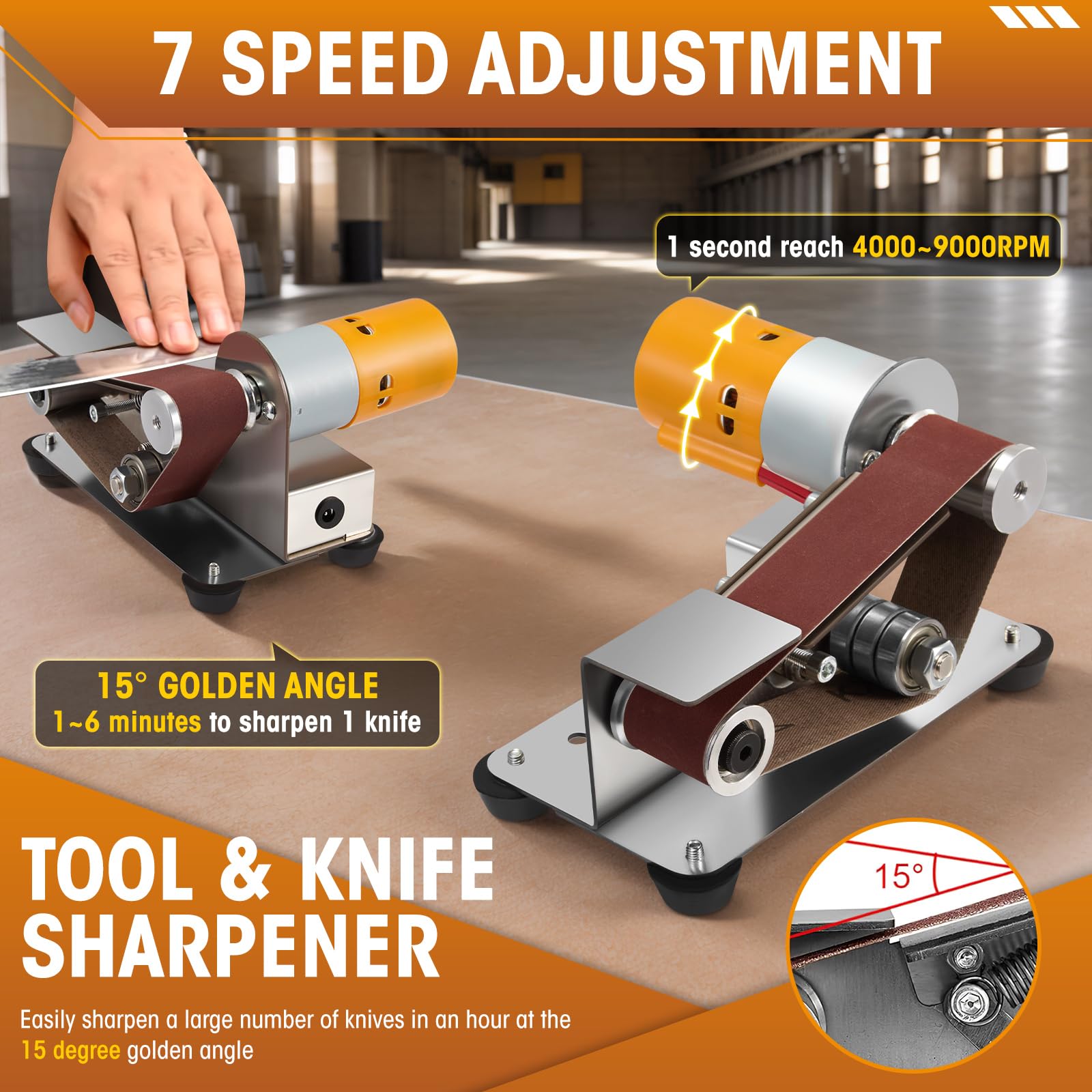 Electric Mini Belt Sander, Electric Belt Sanding Machine Small Table Bench Grinder with Fixed Clamp, Grinding Wheel - Image 4
