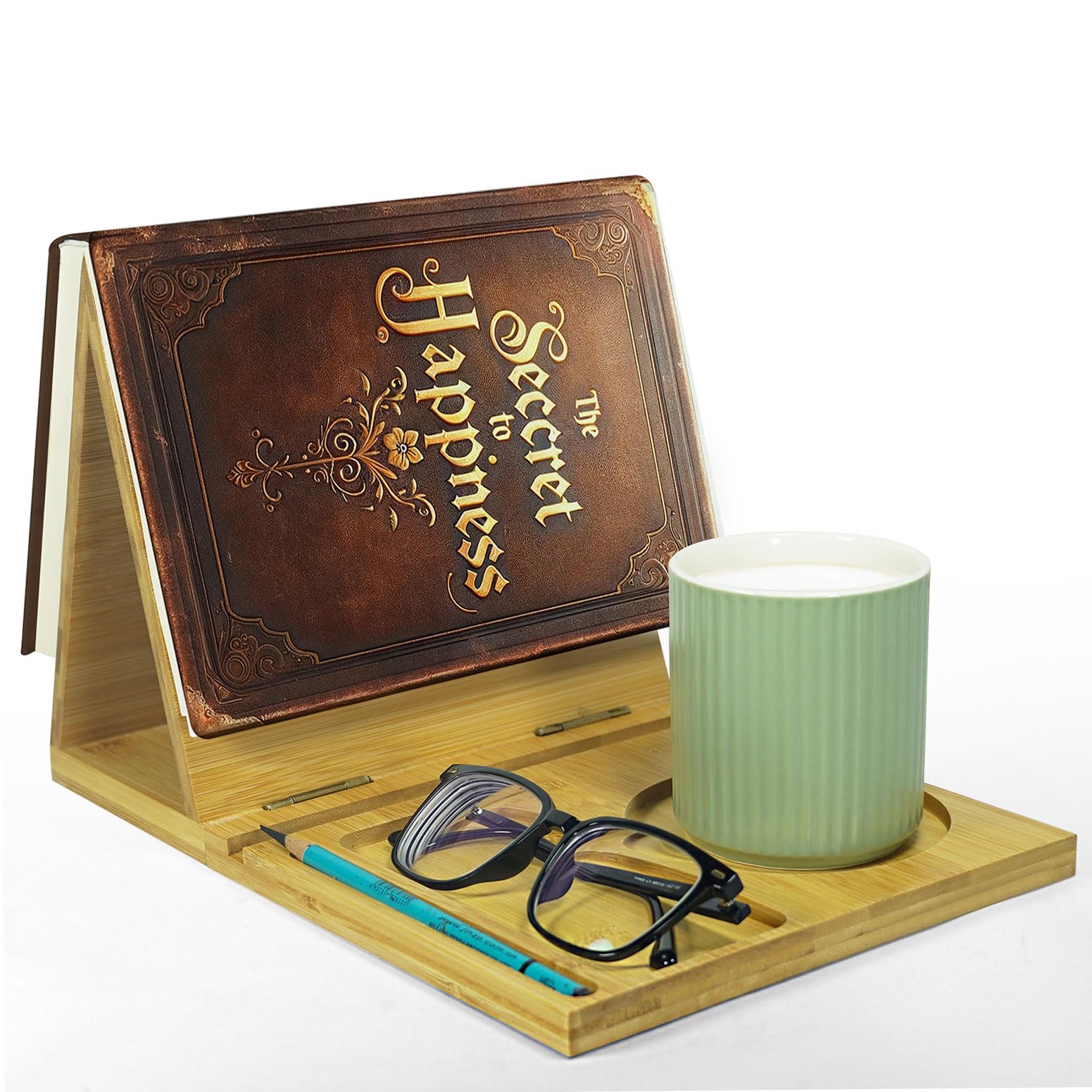 Bibliothèque triangulaire bois pour protéger lunettes et ranger tablettes