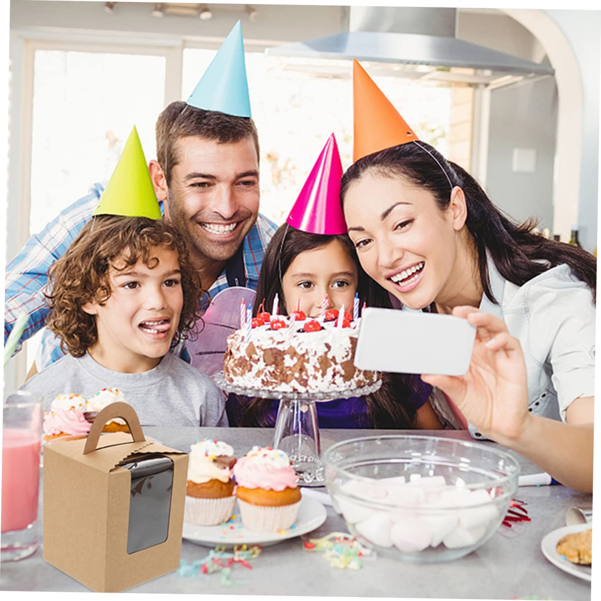 Cabilock 1 Set Creative Cake Box Muffin Packaging with Window for Cupcakes Cookies Desserts Lightweight Easy to Carry for Bakeries Festive