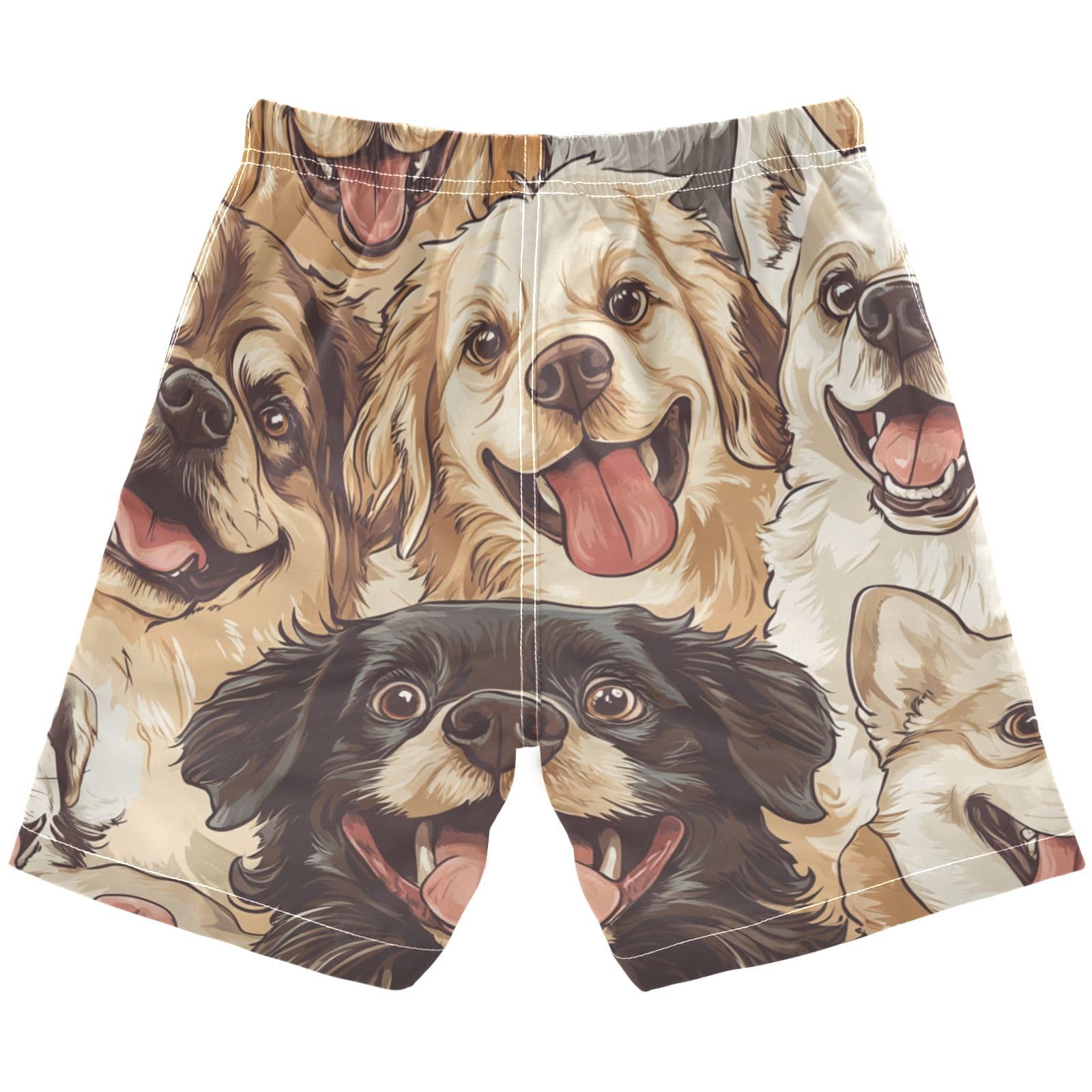 Jucciaco Boys Beach Board Shorts Dog Pugs Cartoon Animal Swim Trunk Teen Swimwear Multicolor