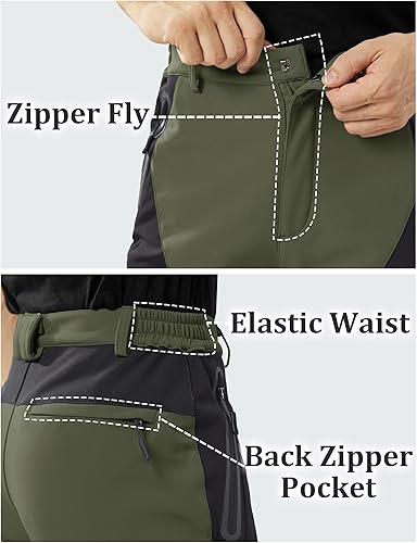 Miniatura 6 de TACVASEN Pantalones de esquí para hombre, con forro polar, impermeables, aislados, para senderismo, trabajo al aire libre, caza, carga