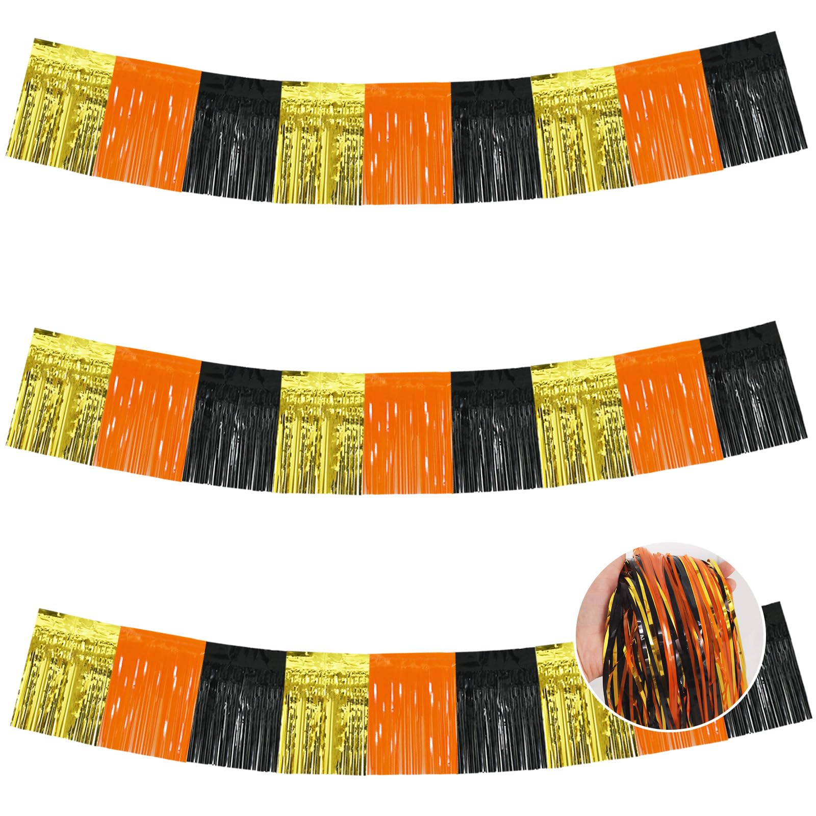 BEISHIDA Gold Orange Black Fringe Garland Banner Wall Tinsel Foil Streamers