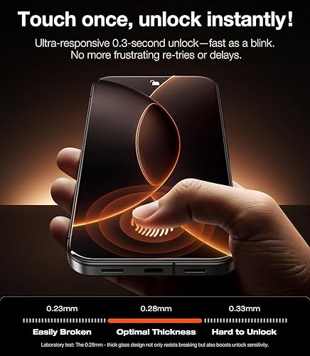 Miniatura 5 de TORRAS Protector de pantalla de diamante de primera clase para Samsung Galaxy S24 protección duradera de grado militar 9H+ 0.04s desbloqueo de