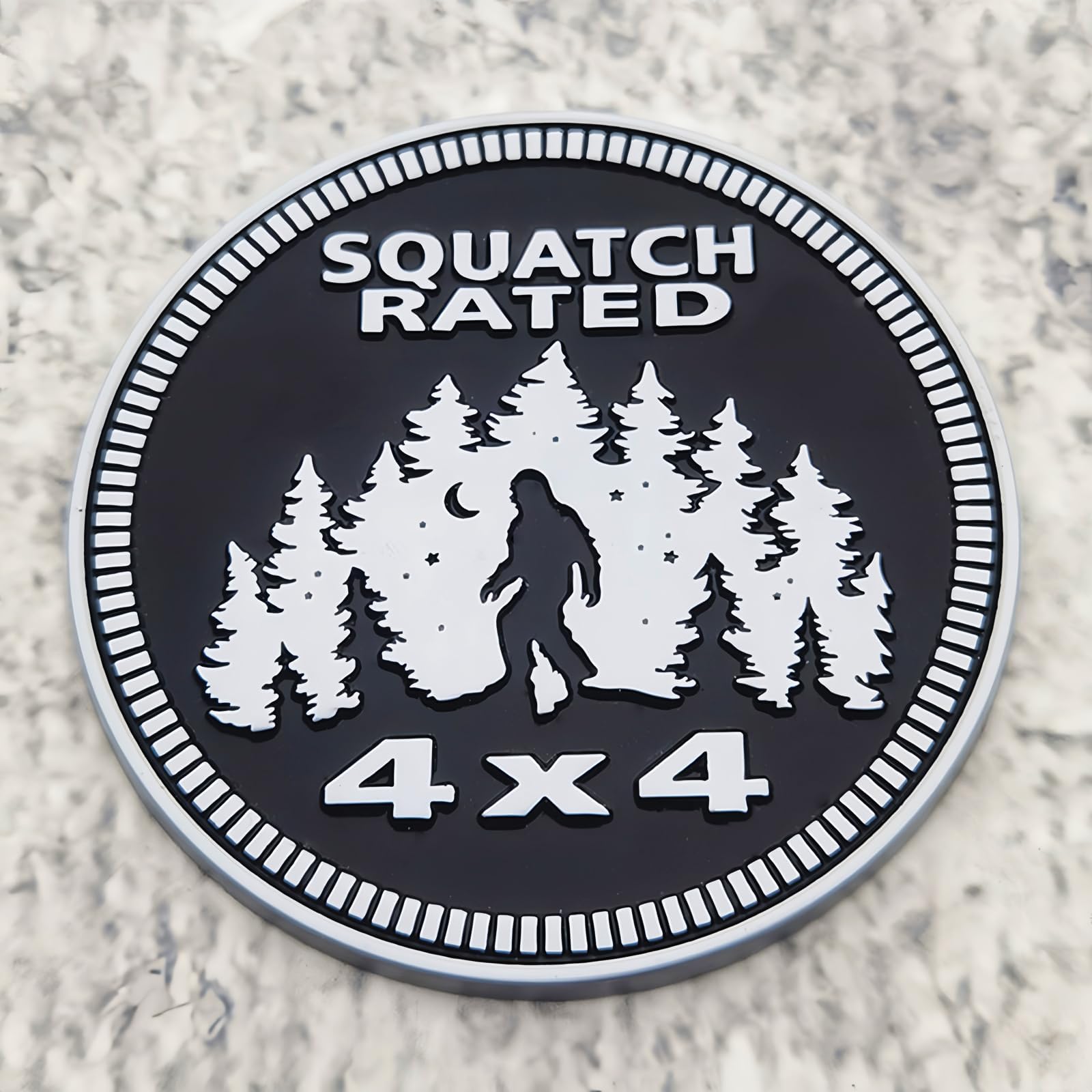 Bigfoot Badge 3D Metal Car Badge Emblem Decals - Round, Compatible with Jeep Wrangler Vehicles, Trucks, SUV