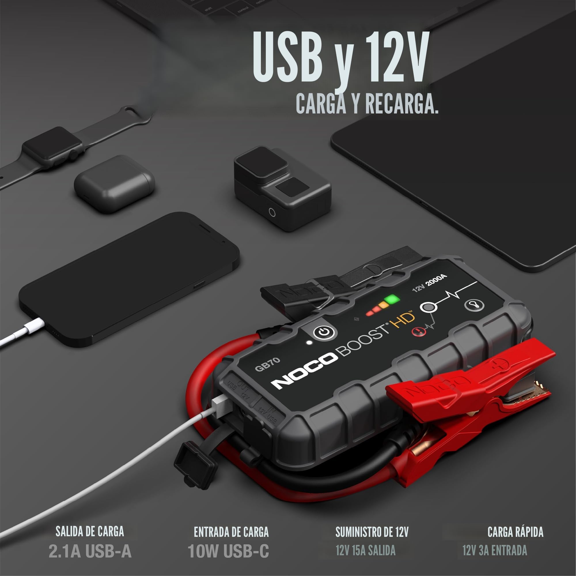 メンテナンス NOCO BOOST HD GB70 12V 2000A Amazon.com: NOCO Boost GB70: Arrancador de 2000 A UltraSafe