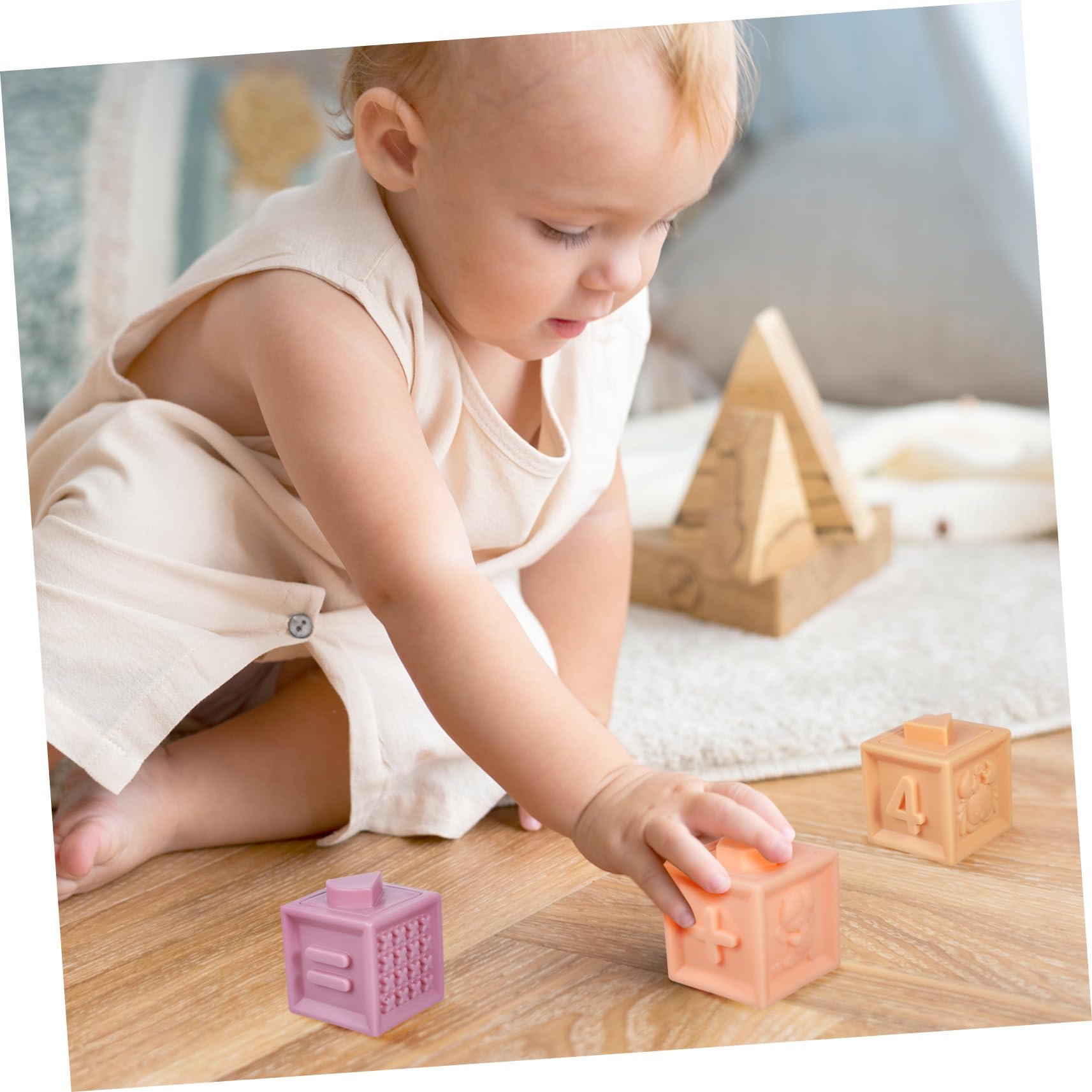HANABASS 12 Piezas Bloques de Goma Suaves para Bebés con Formas de Animales y Números Juguetes de Construcción Educativos para Incluye Bolsa de Almacenamiento para Regalos y Primeros