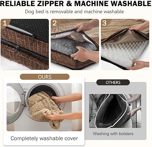 Miniatura 6 de INVENHO Cama ortopédica para perros de tamaño mediano, lavable con funda extraíble lavable, forro impermeable y parte inferior antideslizante