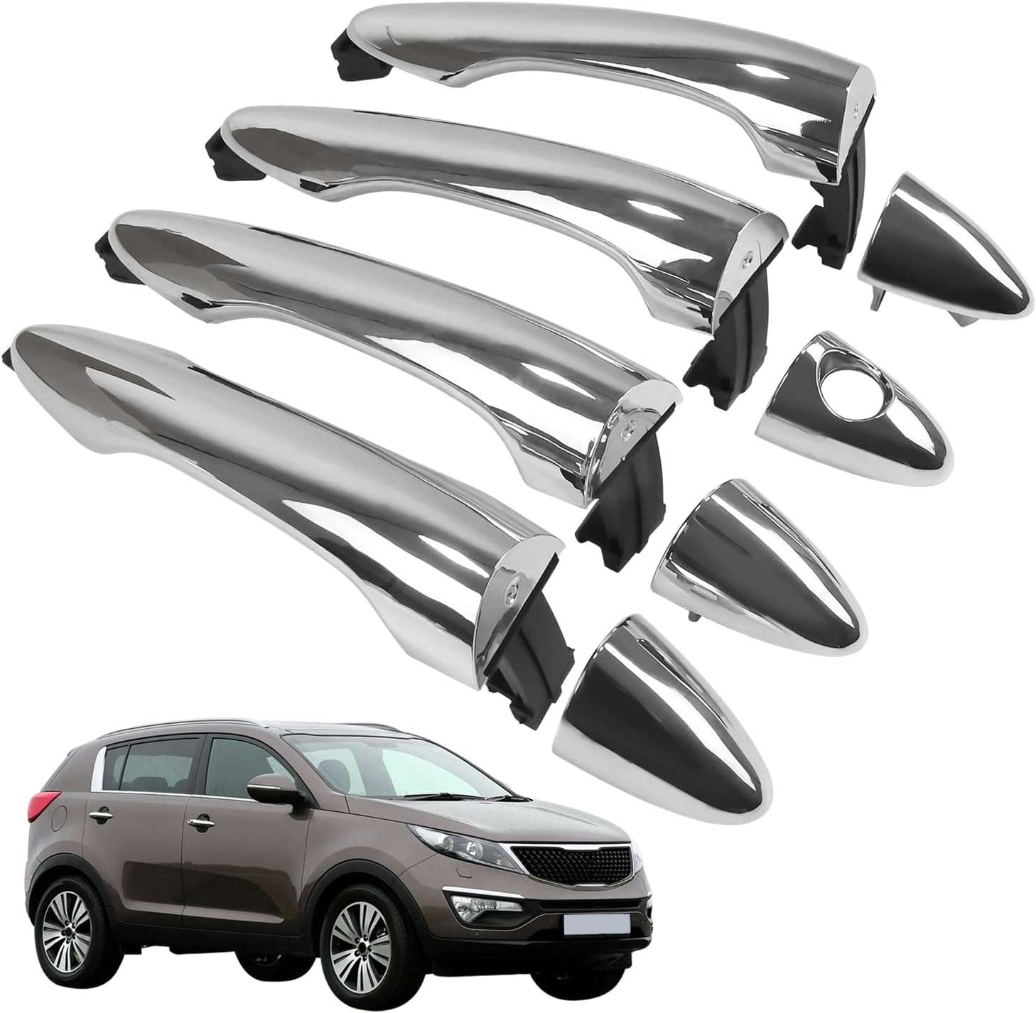 COOL STAR 4Pcs Chrome Front and Rear Driver Passenger Side Exterior Door Handle Compatible with Kia Sportage 2011-2016 Replaces 82661-3W000 826613W000
