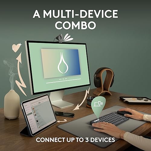 Miniatura 3 de Logitech Pebble 2 Combo, teclado y mouse inalámbricos, silencioso y portátil, personalizable, perno logi, Bluetooth, fácil de cambiar para Windows,