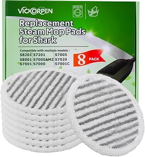 8 Pack Steam Mop Replacement Pads for Shark S8001 S7001 S7201 S7000AMZ S8201 Steam and Scrub Mop Pads Repeatedly Washed for All Floors Cleaning