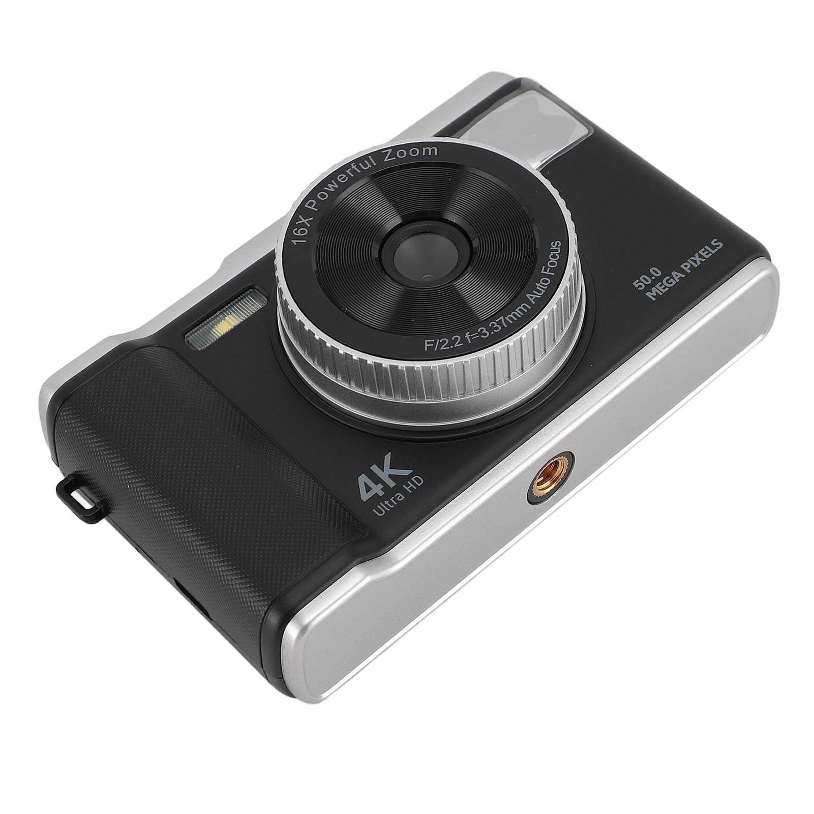 Generic VLogging Camera, 16x Digital Anti Shake Photography Fotografia 4K Fotografia Digital Chamber Self -Chame con Flash per Adolescenti per Adulti Principianti (BLACK)