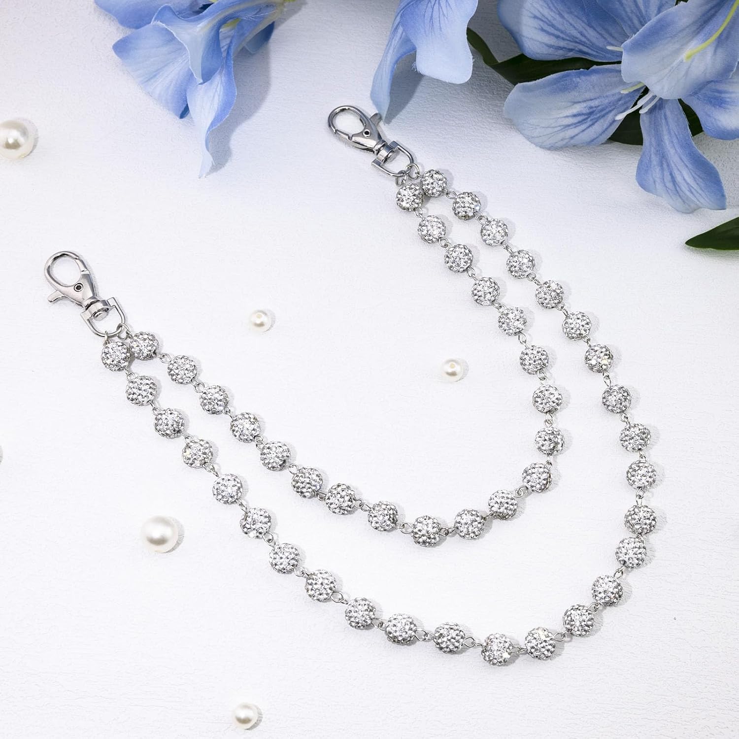 Bling Ceramic Bead Pants Chain for Men Women Wallet Chains for Man Hipster Jean Chains for Men Pocket Chain Clothing Bag Accessories