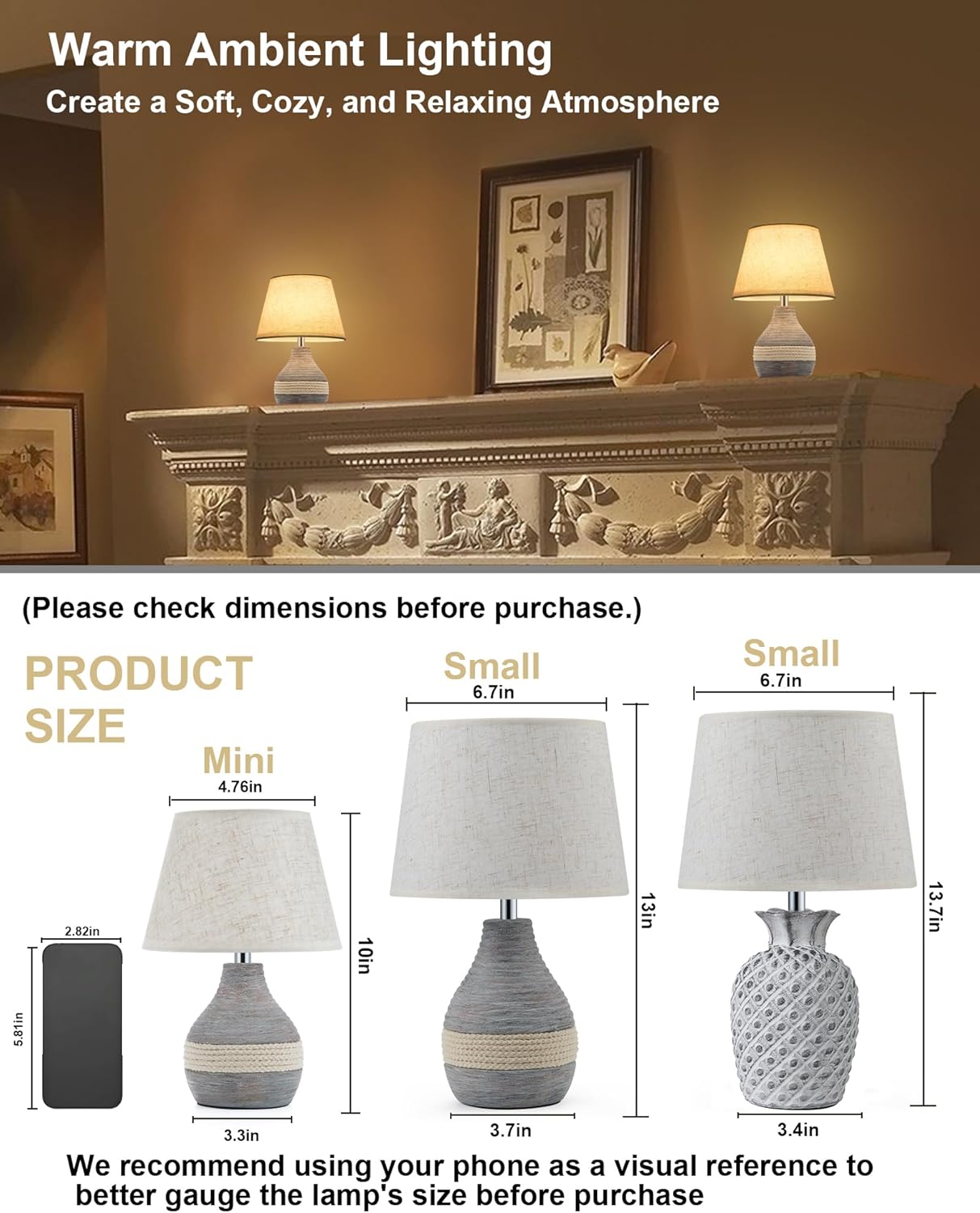 UMEXUS 10” Small Ceramic Cordless Table Lamp with Timer, Dimmer, Linen Shade, Remote Control, Rechargeable Battery Light for Patio Nightstand Kitchen Counter Living Room Side Table, Bulb Included