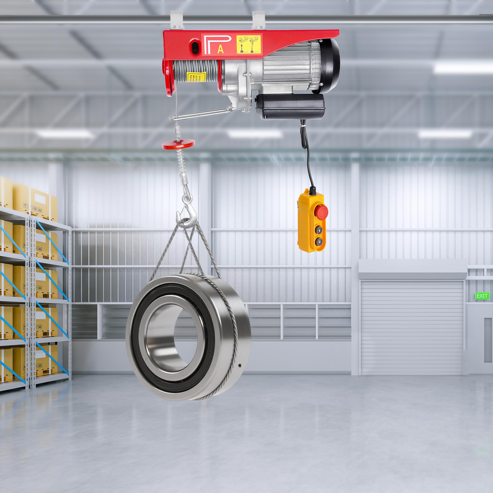 Elektrischer Flaschenzug Elektrische Seilwinde kabelgebundener Seilhebezug Seilwinde Kran Winde Motorwinde Fernbedienung Hubhöhe10m Tragkraft 400kg Single Rope 800kg Double Rope