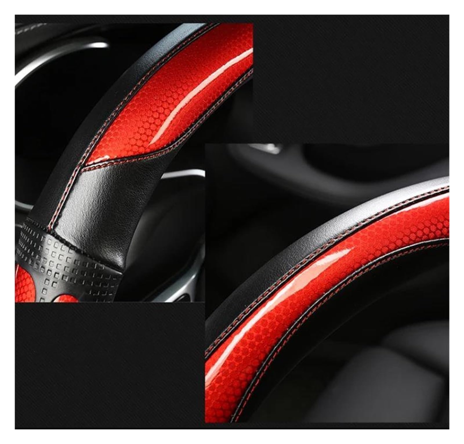 Volantes Cubierta para Volante Coche Forma D para Kia, para Stinger, para Stonic, para Sportage, para Proceed K5, para Optima Funda Volante(Rojo)
