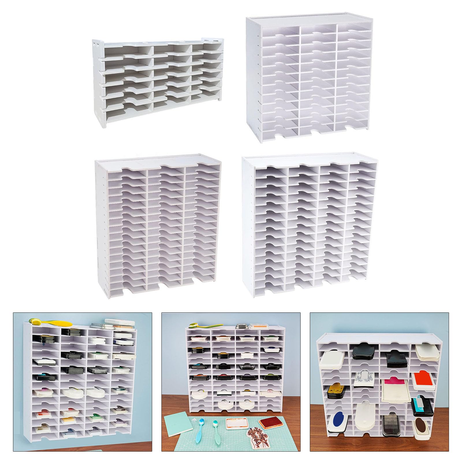 Organizer per tamponi per timbri in plastica con griglia 18/36/51/60, scaffale da parete per tamponi e aree di lavoro, efficiente supporto per tamponi di timbri