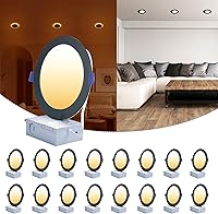 Vista 21 de CycevSun Paquete de 12 luces empotrables negras de 6 pulgadas con luz nocturna, luz descendente de oblea ultrafina sin lata, para interiores