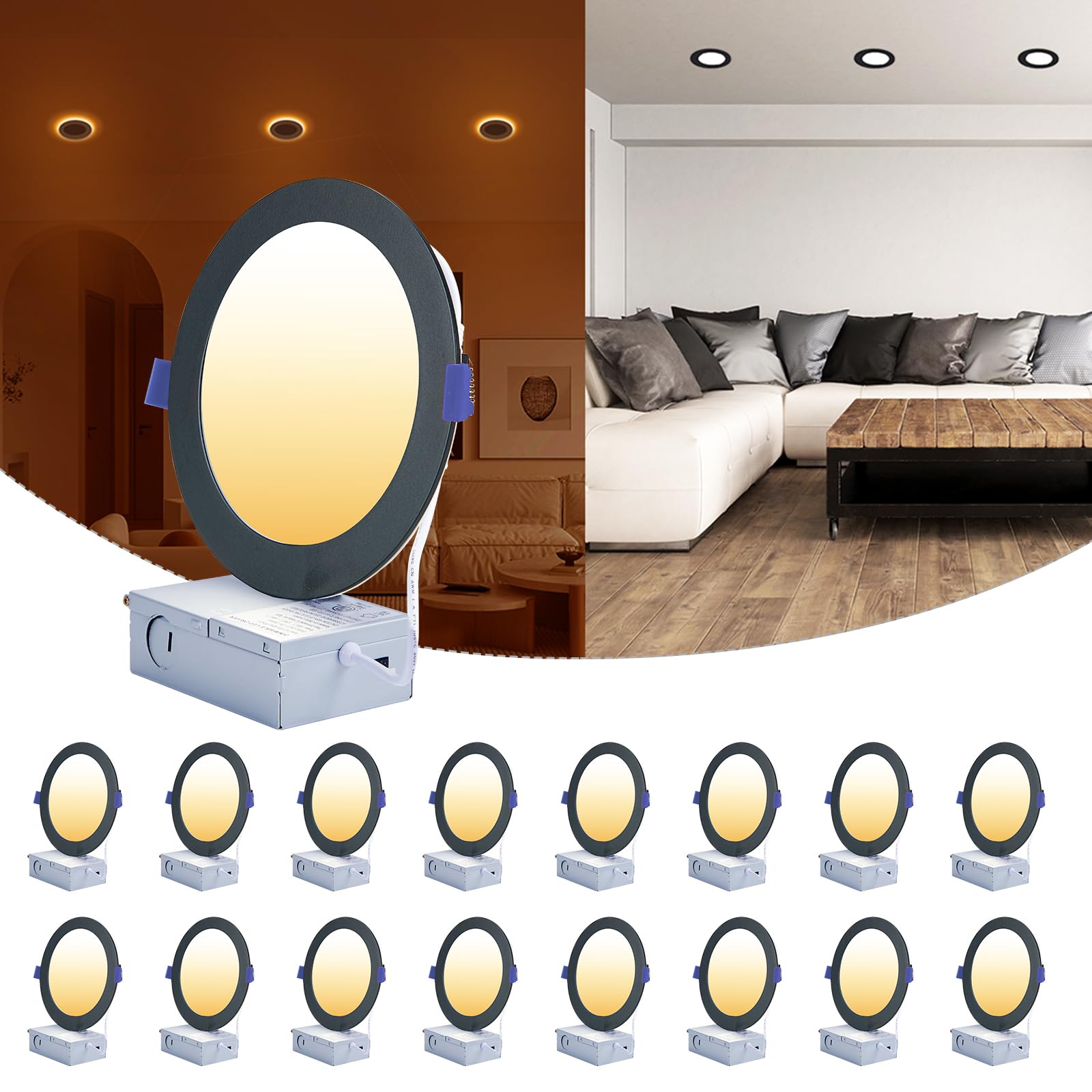 CycevSun Black Recessed Lights, Canless 4 Inch Soffit Wafer Pot - View #10