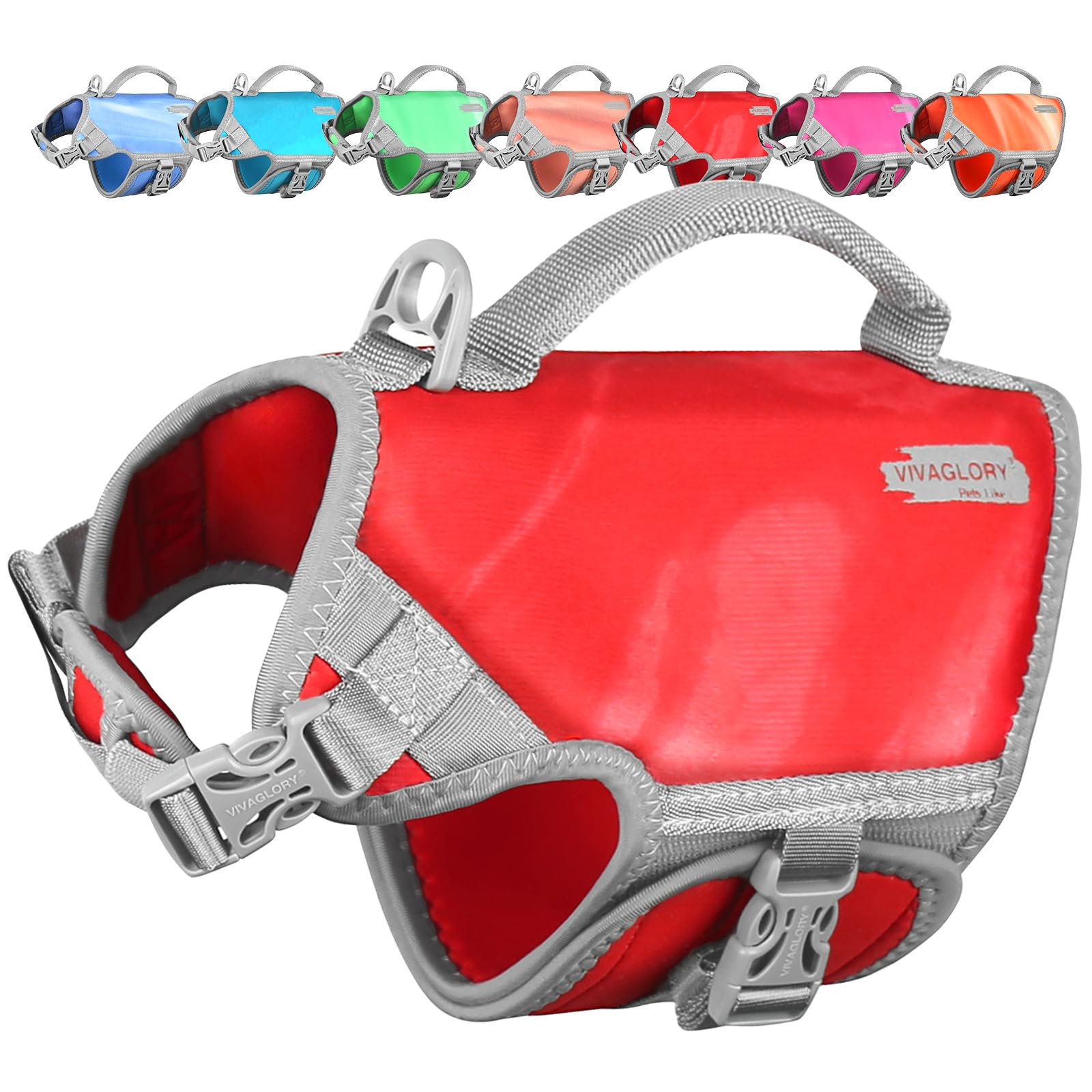 VIVAGLORY Hunde Schwimmweste Neoprene Hundeschwimmweste | Verstellbar & Auftrieb for Hunde, Schwimmweste Hundeweste Schwimmen Rettungswesten zum Schwimmen