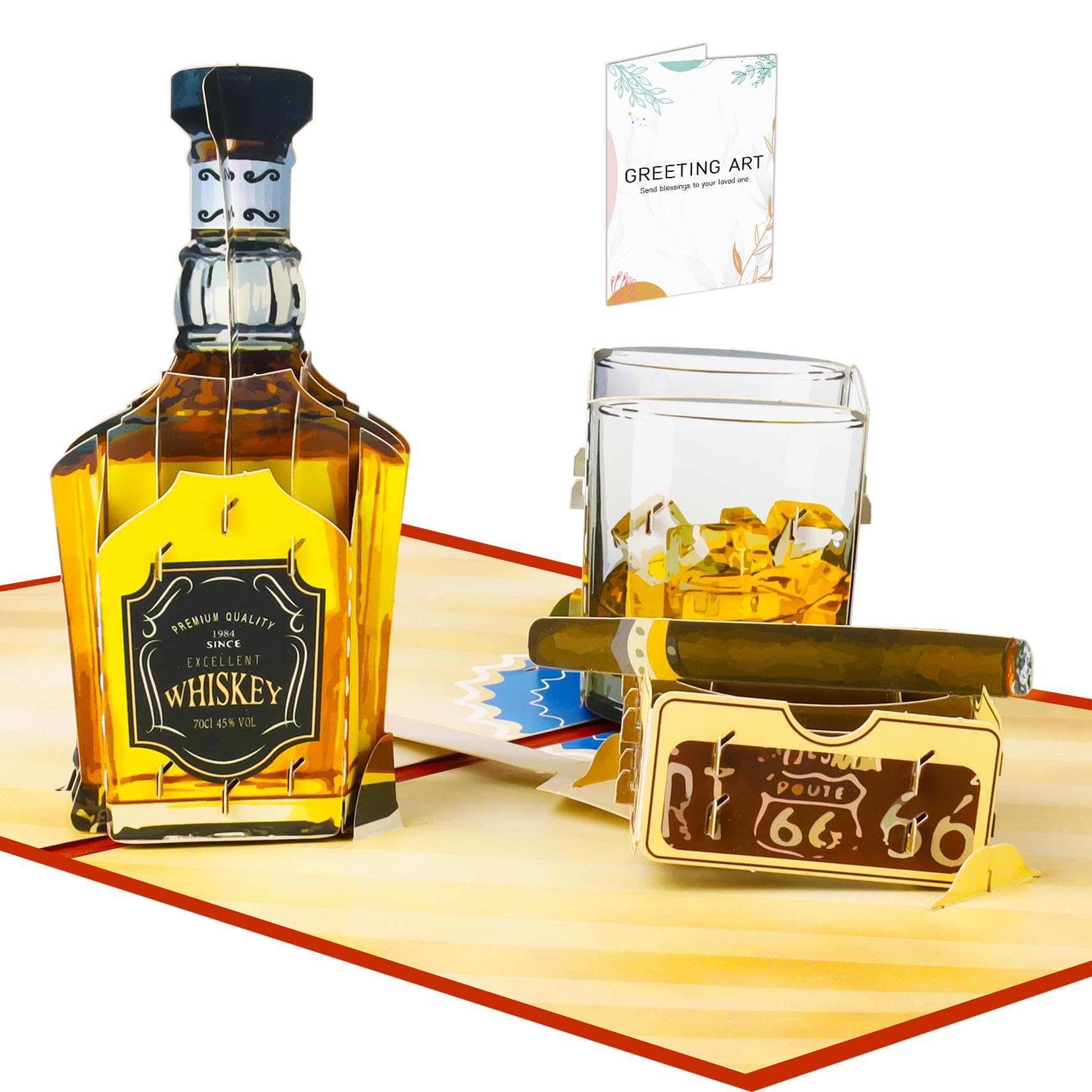GREETING ART Funny Whiskey Birthday Card for Him, Happy Fathers Day Card for Dad, Beer Retirement Cards for Men, Husband, Dad, Grandpa