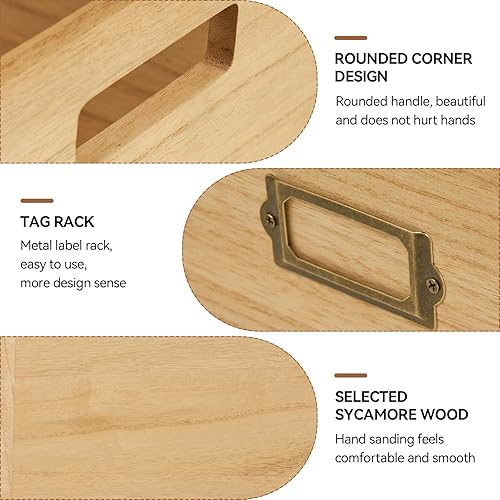 Miniatura 2 de KIRIGEN Caja de almacenamiento de discos de vinilo de madera, caja de almacenamiento de madera para registros LP con capacidad para hasta 80