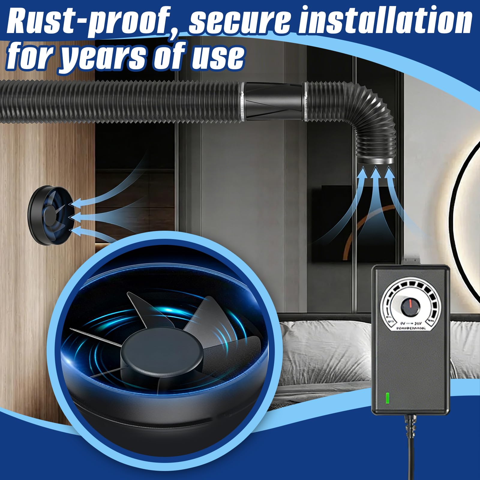 Ventilador De Conducto 150 mm, Extractor De Aire 587 m³/h con Regulador De Velocidad 22W Bajo Consumo 3000 RPM Silencioso Ventilador En Línea Para Cultivo Interior Sótano Cocina Baño Impresión 3D